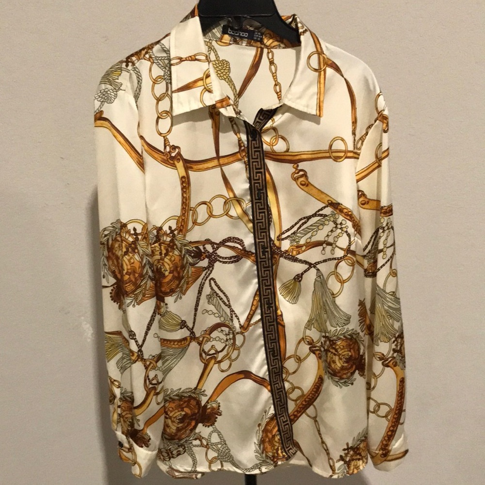 Cream and gold chain blouse